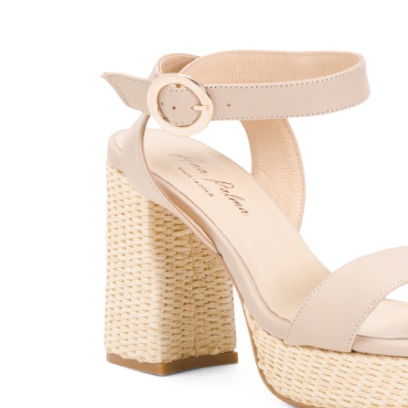 ANA PALMA Made in Spain Leather Woven Heel Sandals Ankle Strap Women EU Size 42 - Picture 3 of 7